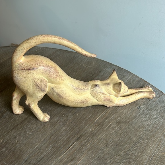 Cubist Collection Cat Stretching Stone Art Deco Sculpture - Picture 4 of 14